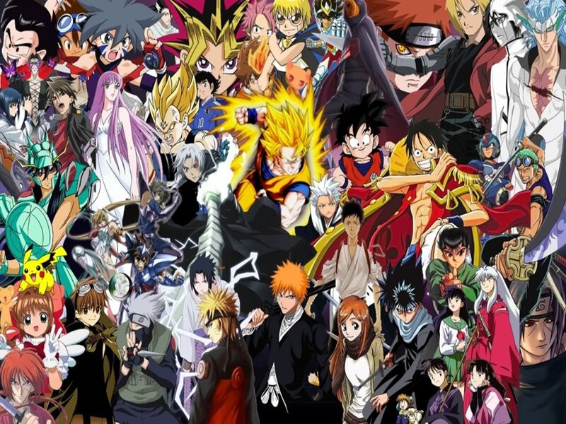 Anime Characters Collage — Black, Energetic