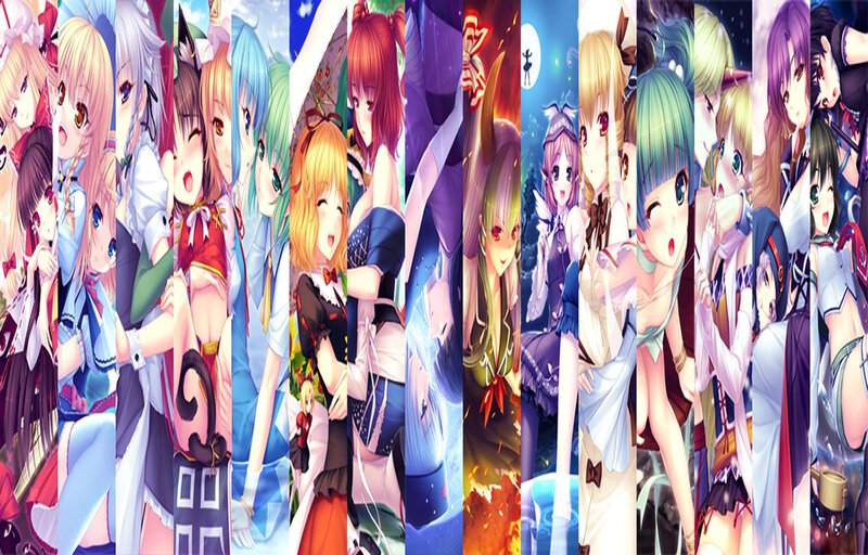 Anime Characters Collage — Blue, Colorful