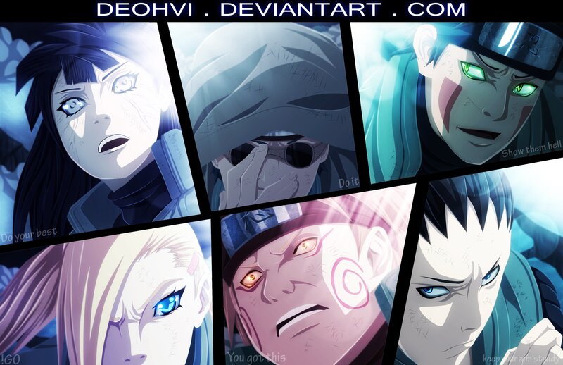 Anime Characters Collage — Blue, Dramatic, Digital Art