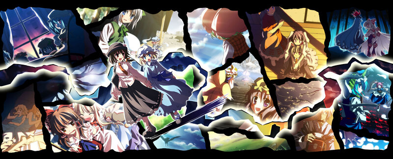 Anime Characters Collage — Blue, Dramatic, Night, Fantasy