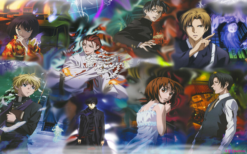 Anime Characters Collage — Blue, Dramatic, Night