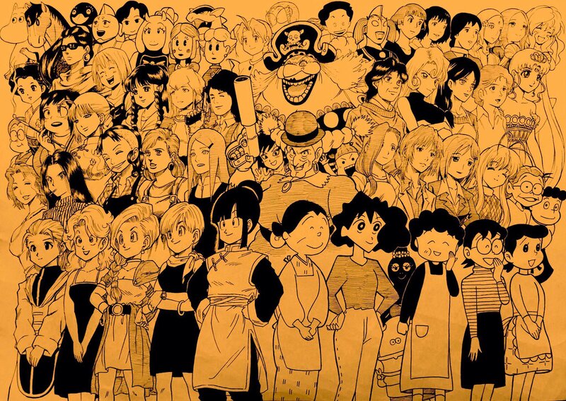 Anime Characters Collage — Orange, Crowded