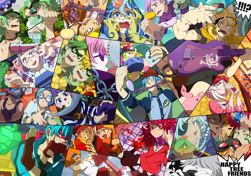 Anime Characters Collage — Purple, Chaotic