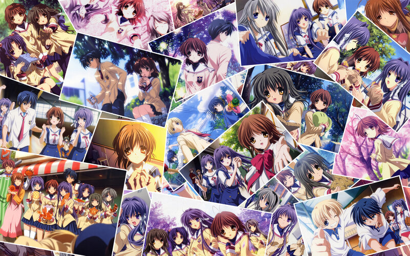Anime Characters Collage — Purple, Cheerful