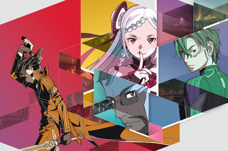 Anime Characters Collage — Red, Dramatic, Night