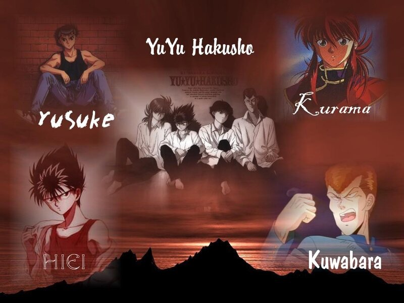 Anime Characters Collage — Red, Dramatic, Sunset