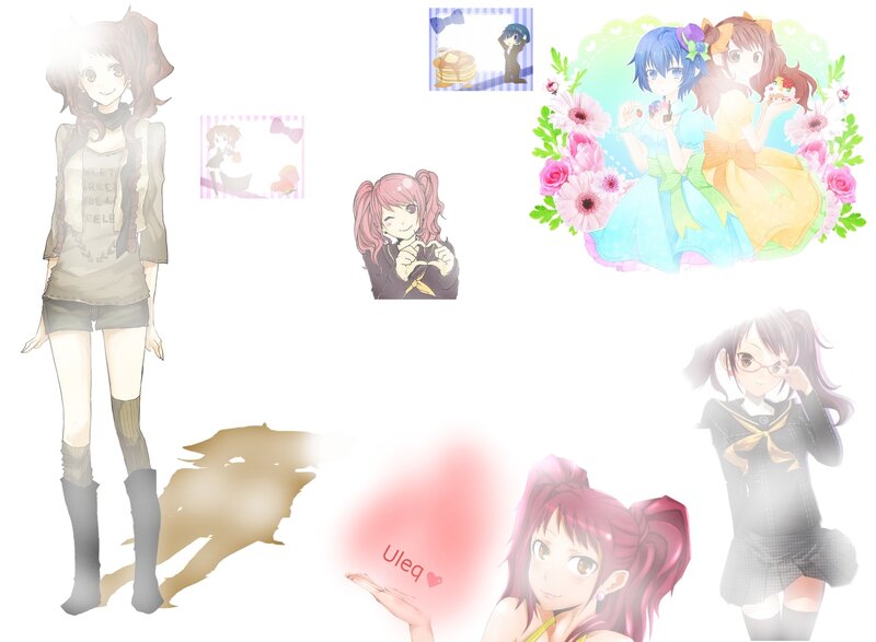 Anime Characters Collage — White, Cheerful
