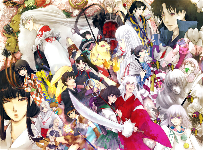 Anime Characters Collage — White, Dramatic, Manga, Swords