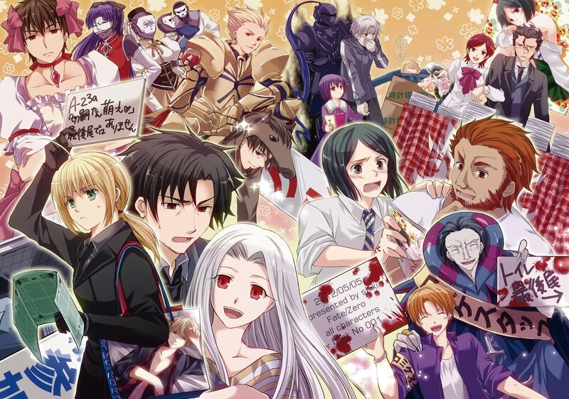 Anime Characters Collage — Yellow, Chaotic, Manga, Signs
