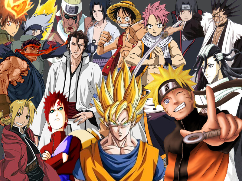 Anime Characters Collage — Yellow, Energetic, Manga