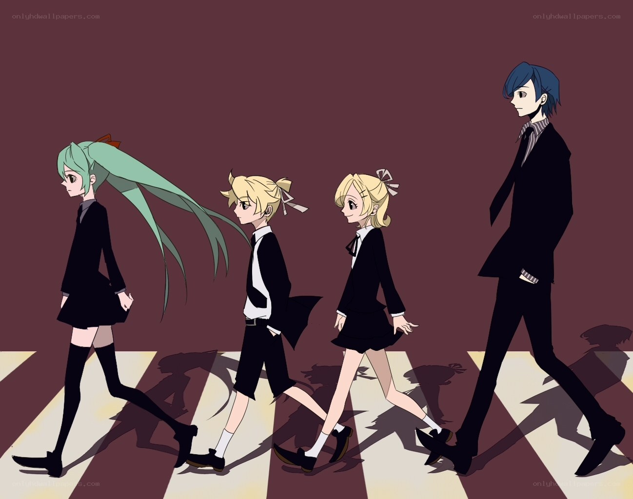 anime characters crossing street