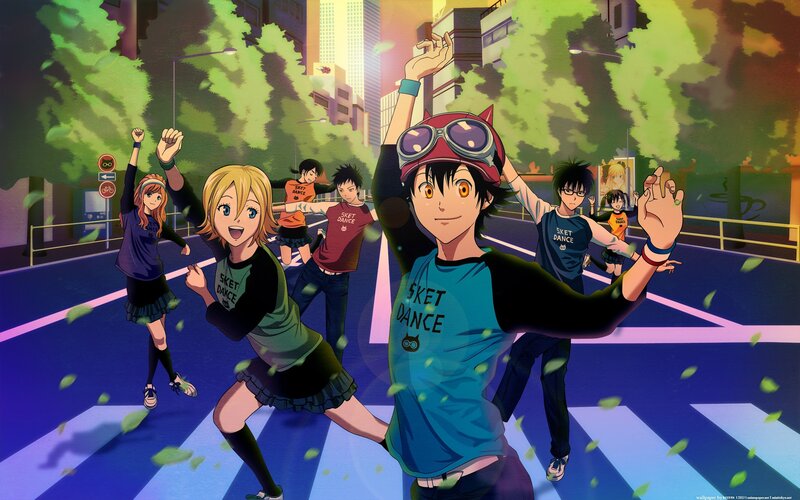 Anime Characters Dancing — Blue, Energetic, Night