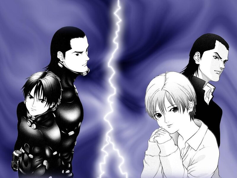 Anime characters divided by lightning