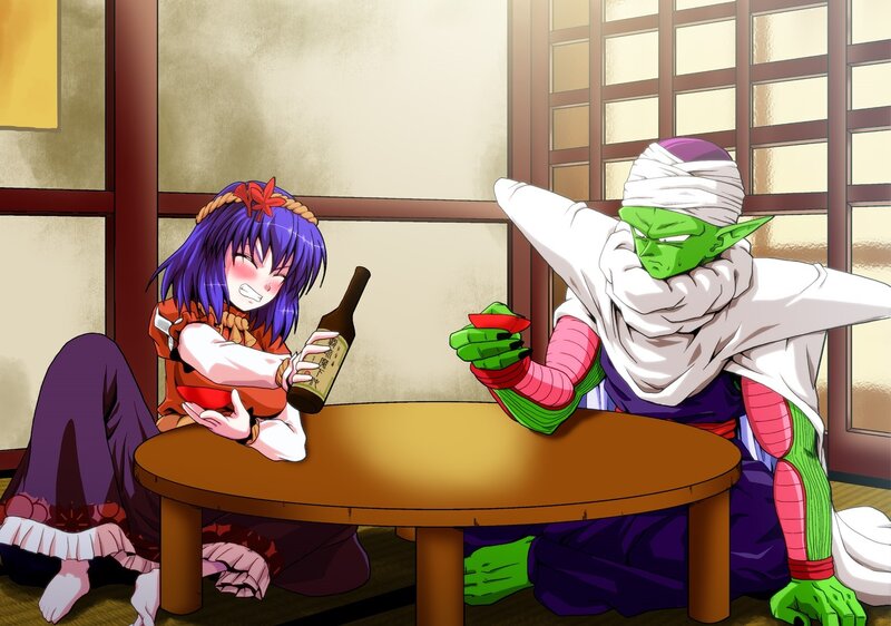 Anime characters drinking together