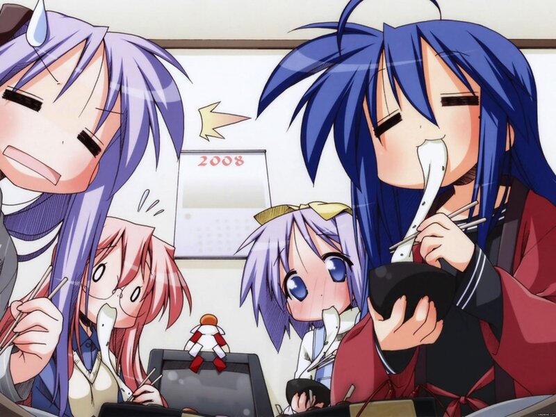 Anime Characters Eating — Blue, Lively