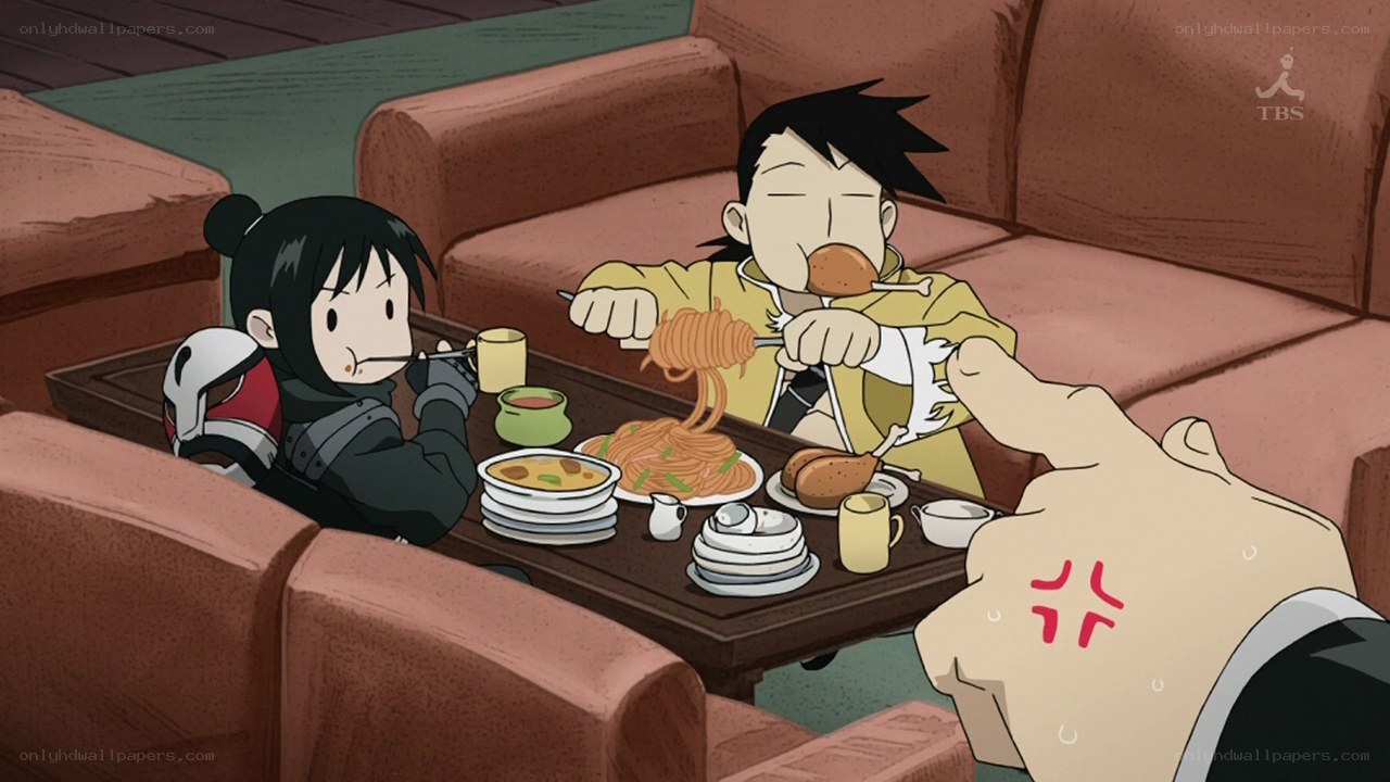 anime characters eating dinner