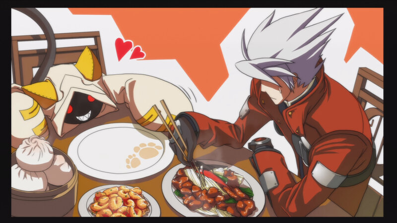 anime characters eating dinner