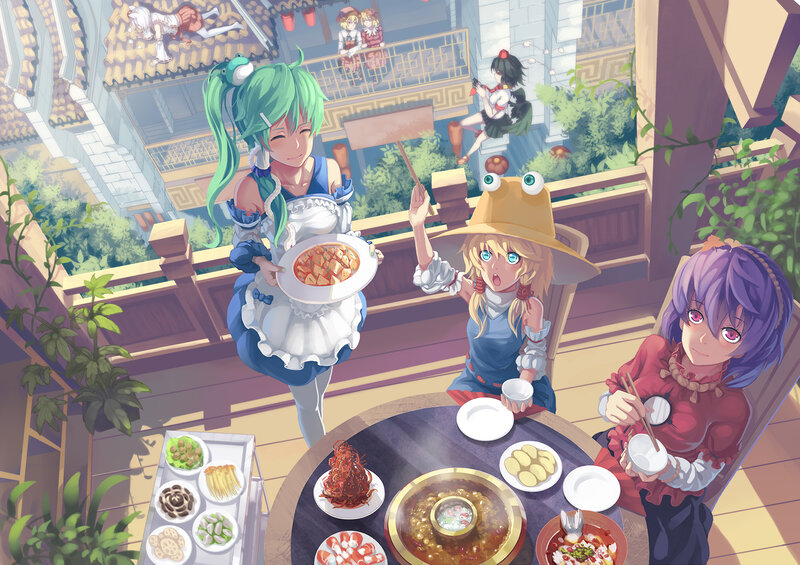 Anime Characters Eating Meal — Green
