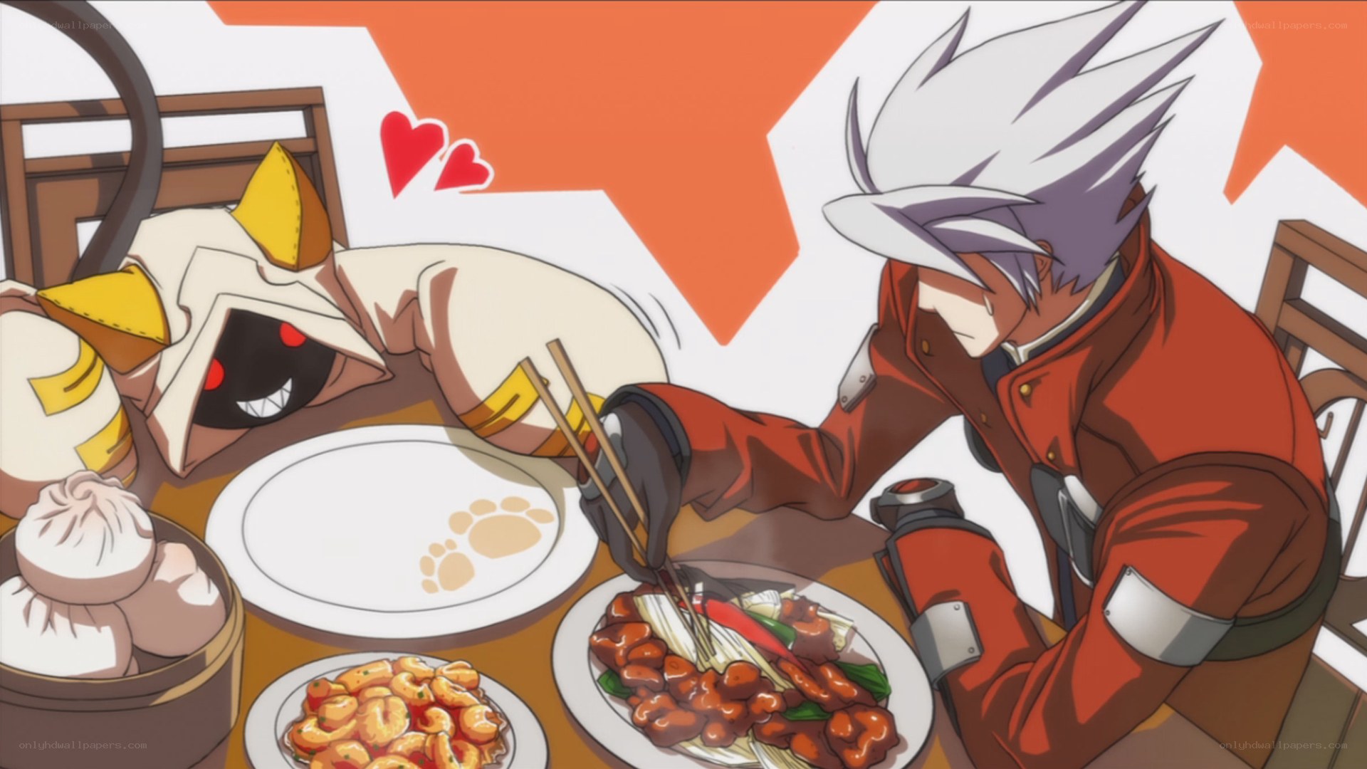 anime characters eating meal