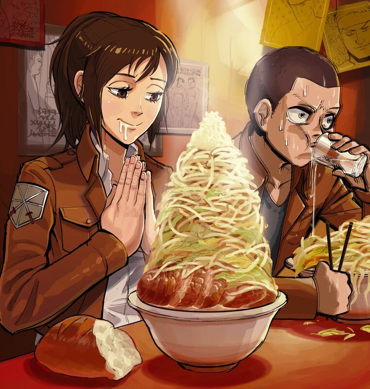 Anime Characters Eating Noodles — Brown