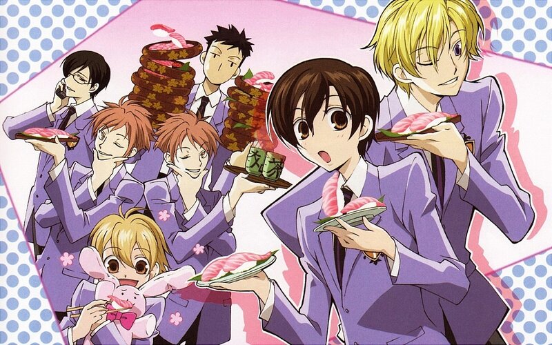 Anime Characters Eating Sushi — Purple