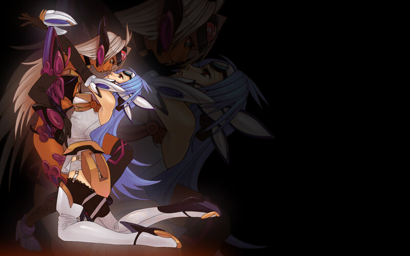 anime characters embracing