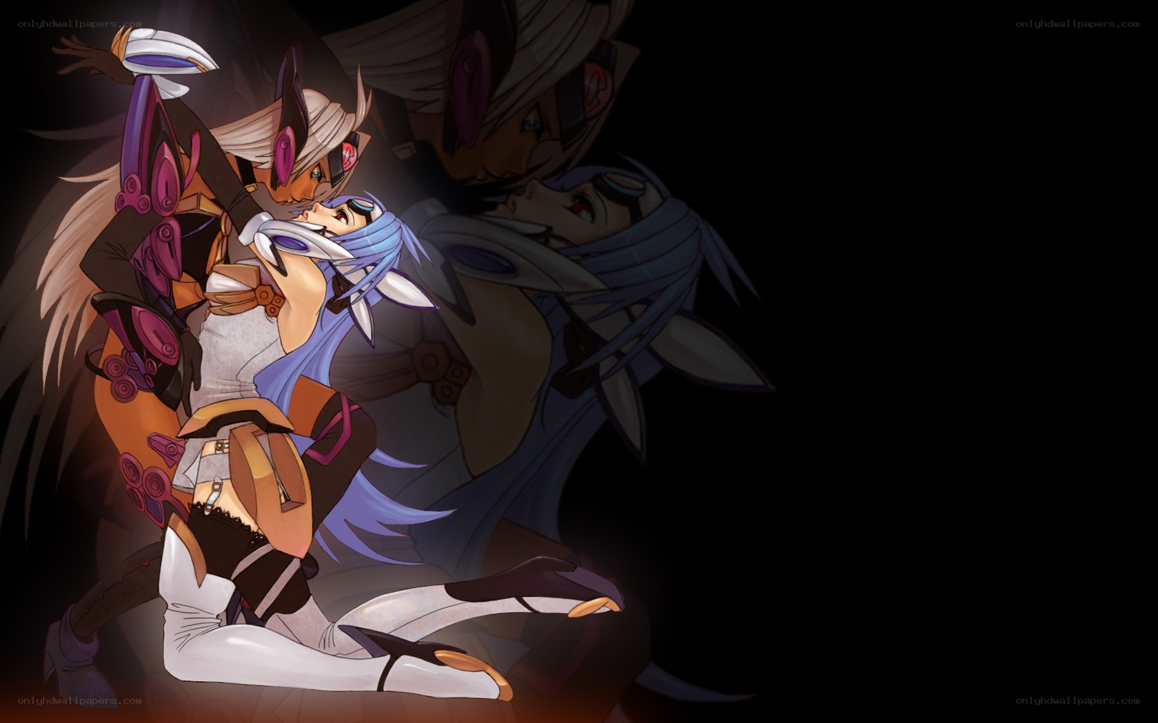 anime characters embracing