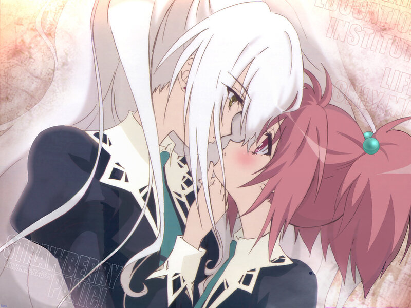 anime characters embracing
