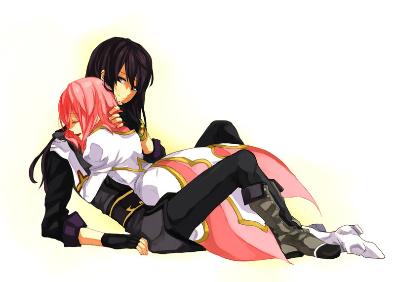 anime characters embracing
