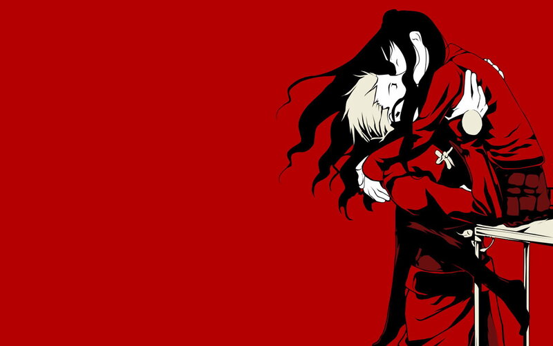 anime characters embracing