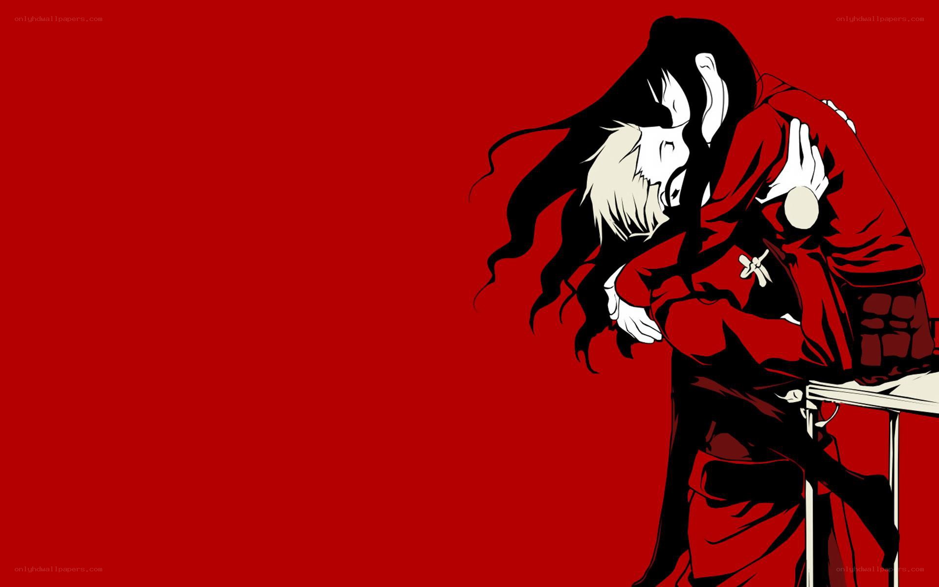 anime characters embracing