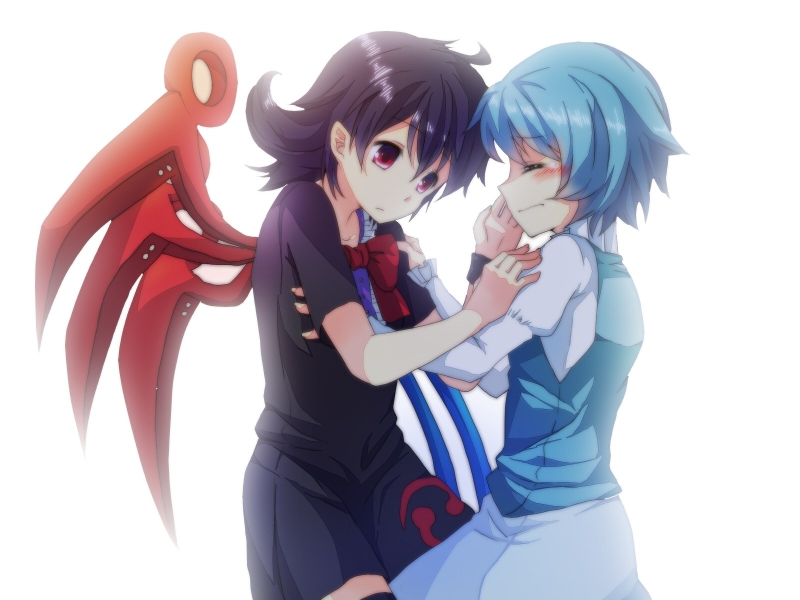 anime characters embracing