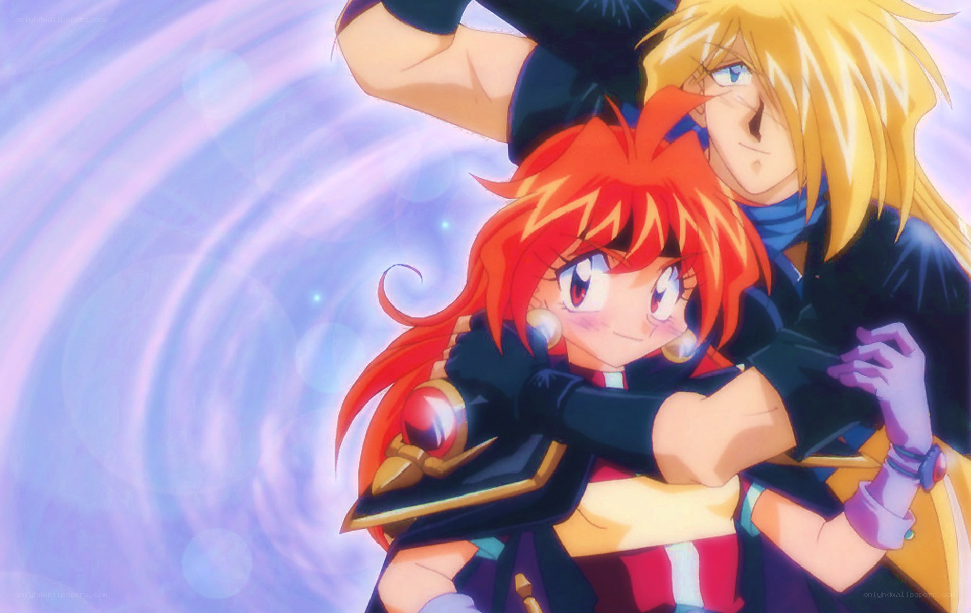 anime characters embracing