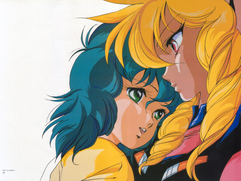 Anime characters embracing