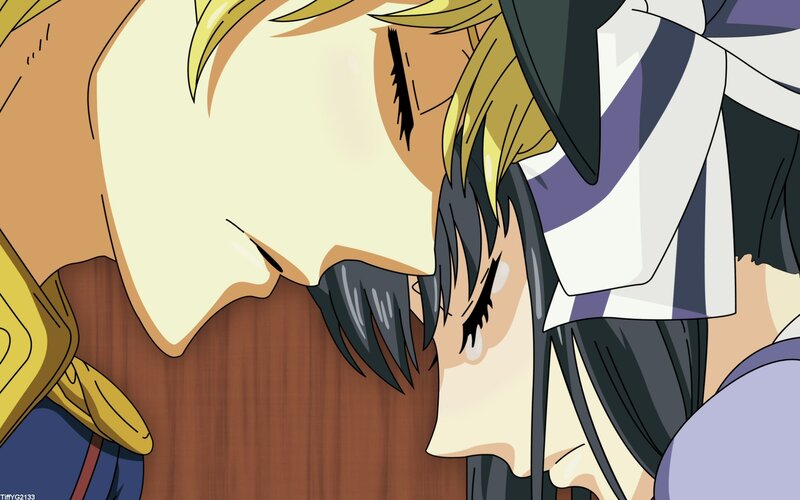 anime characters embracing