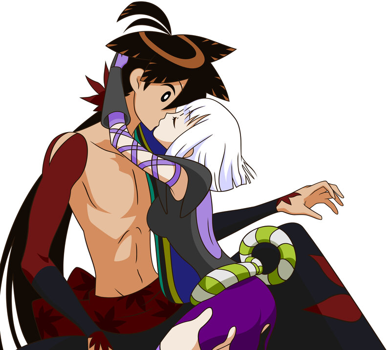 anime characters embracing
