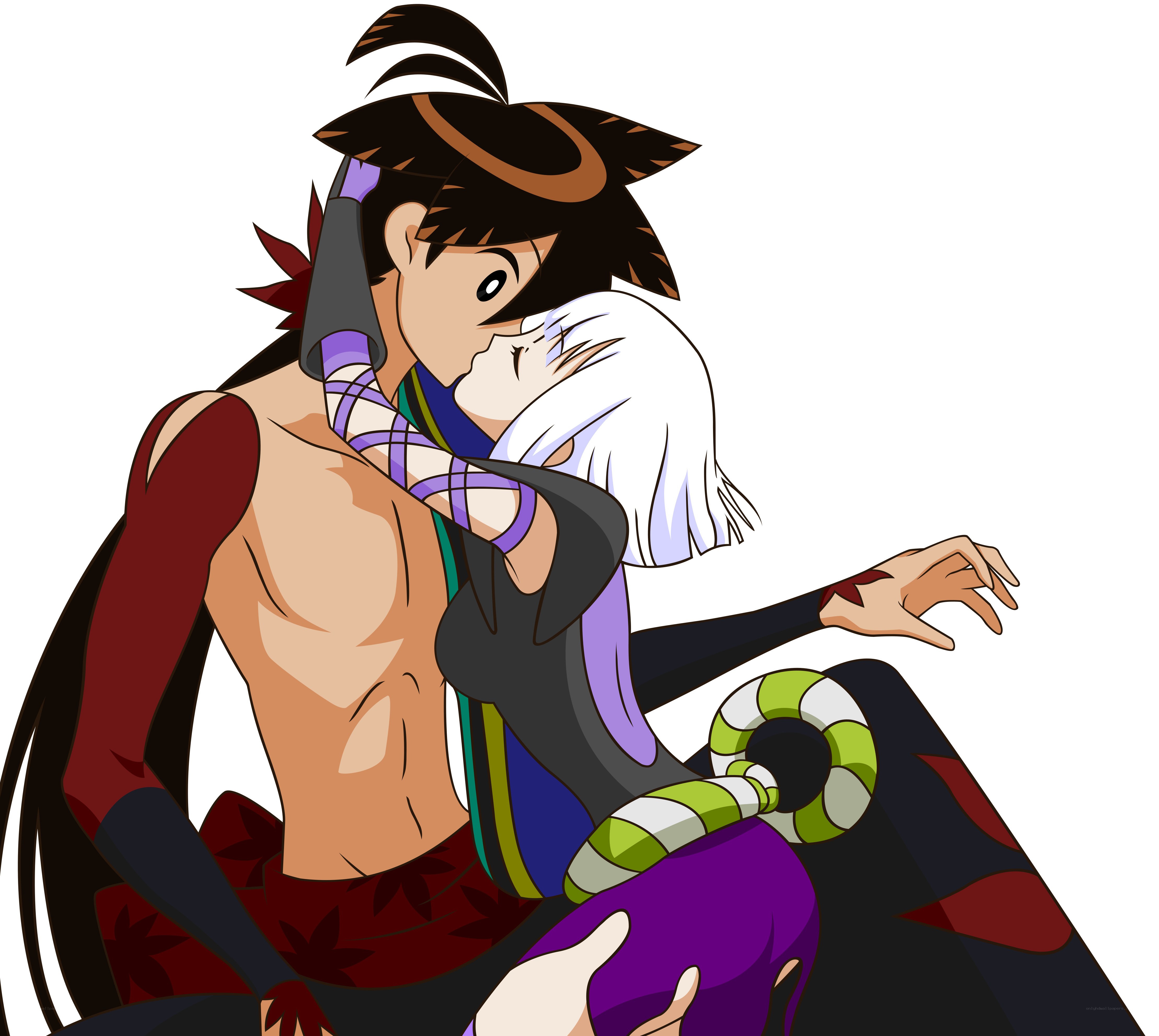 anime characters embracing