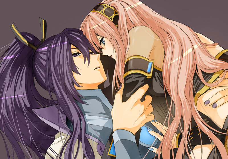 anime characters embracing