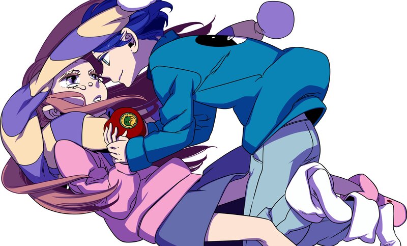anime characters embracing