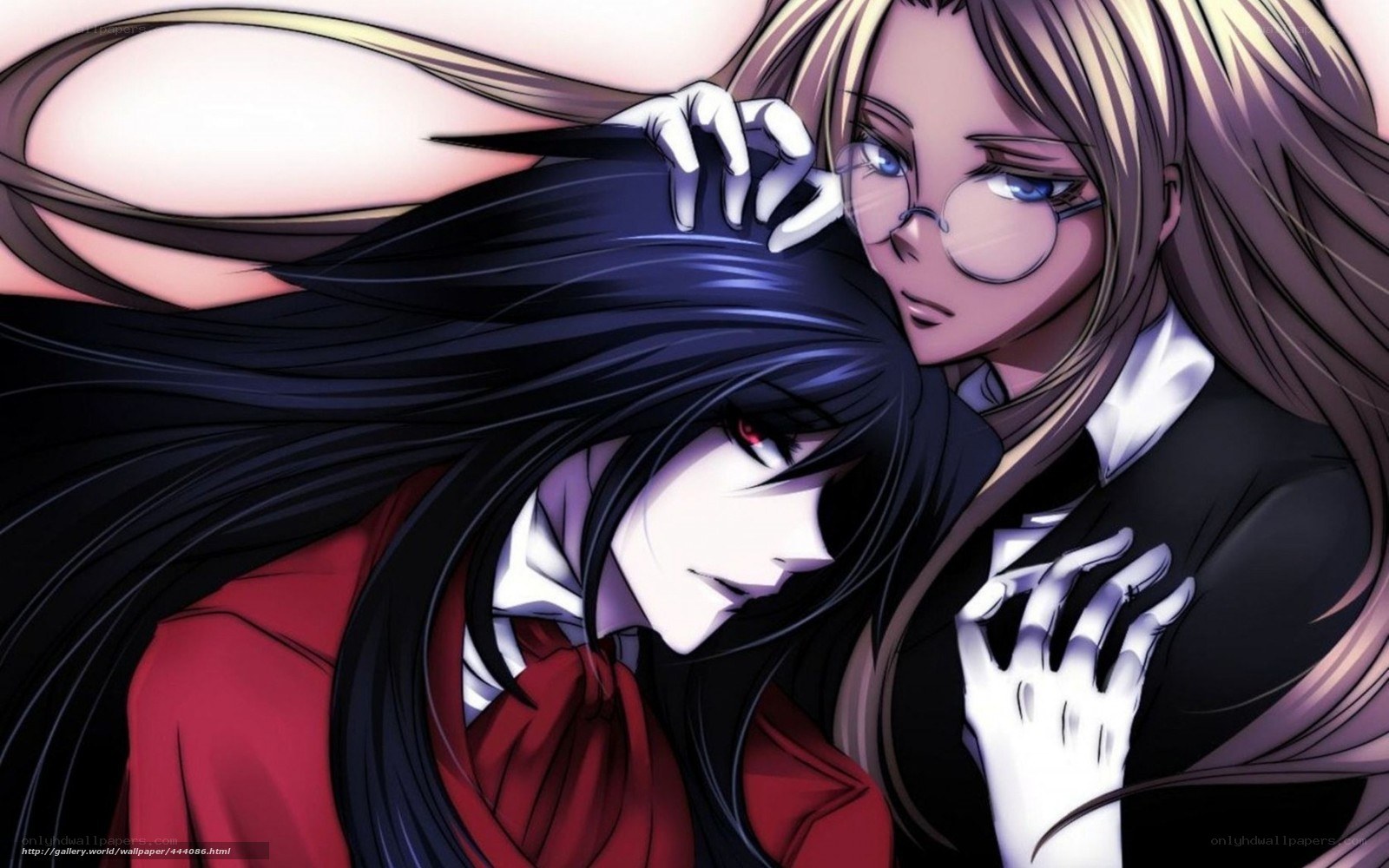 anime characters embracing