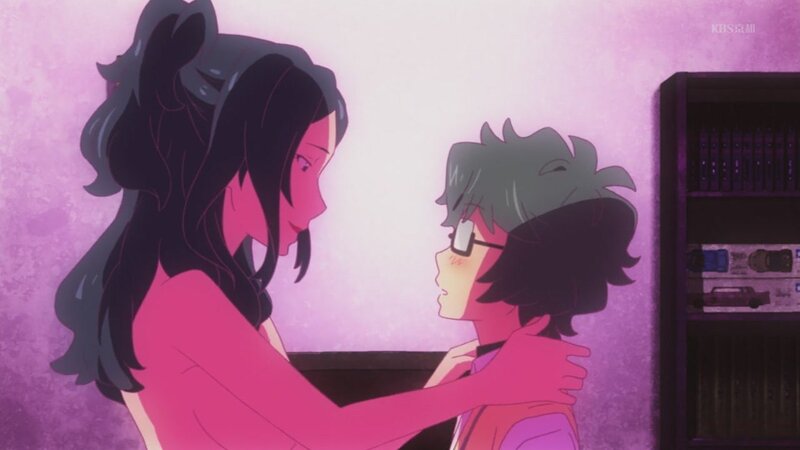 anime characters embracing