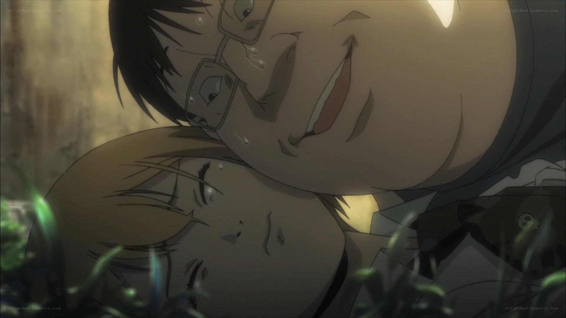 anime characters embracing