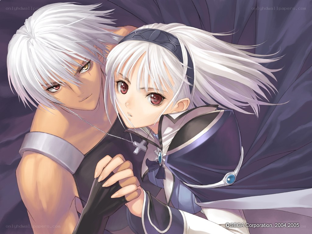 anime characters embracing