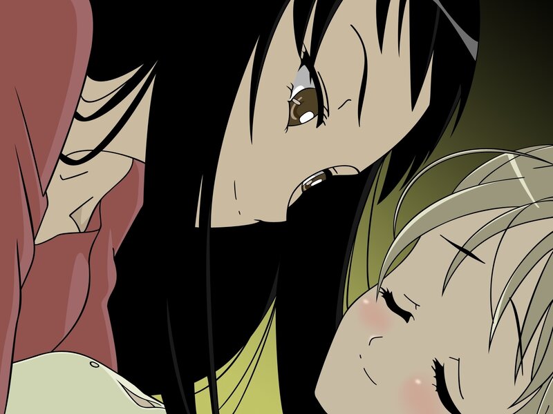 Anime Characters Embracing — Black, Intimate