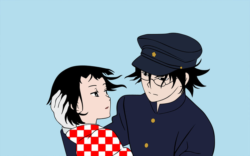 Anime Characters Embracing — Blue, Intimate