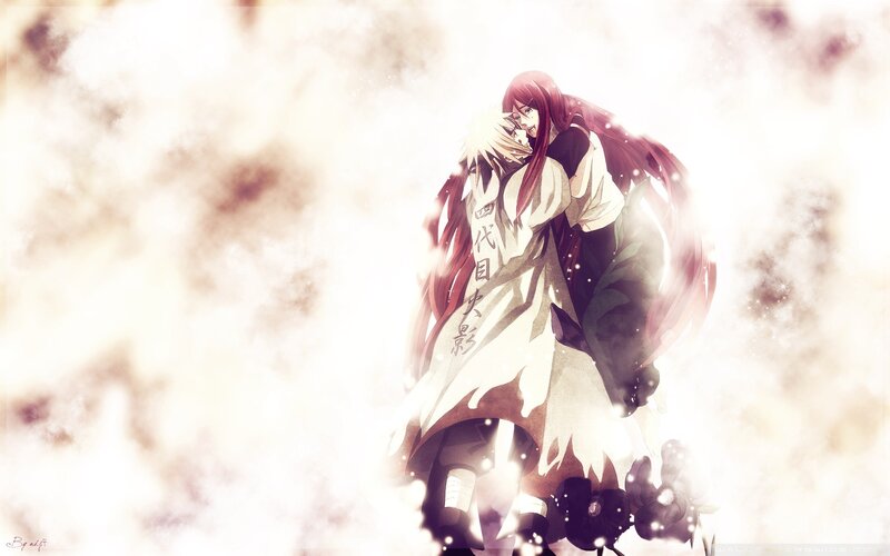 anime characters embracing in light