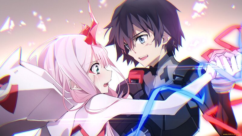 Anime Characters Embracing — Pink, Dramatic, Mecha Armor