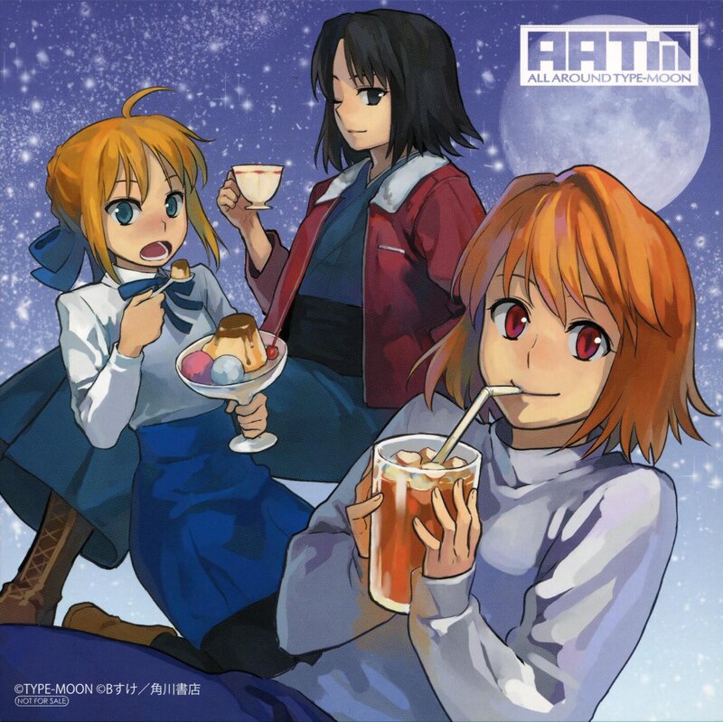 Anime characters enjoying desserts