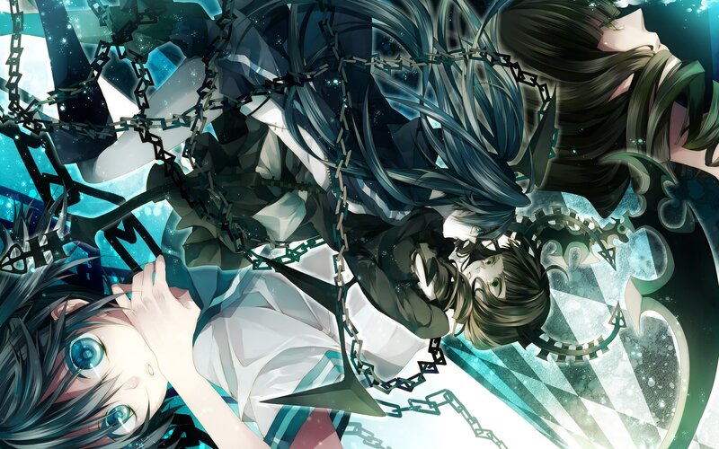 Anime characters entangled in chains