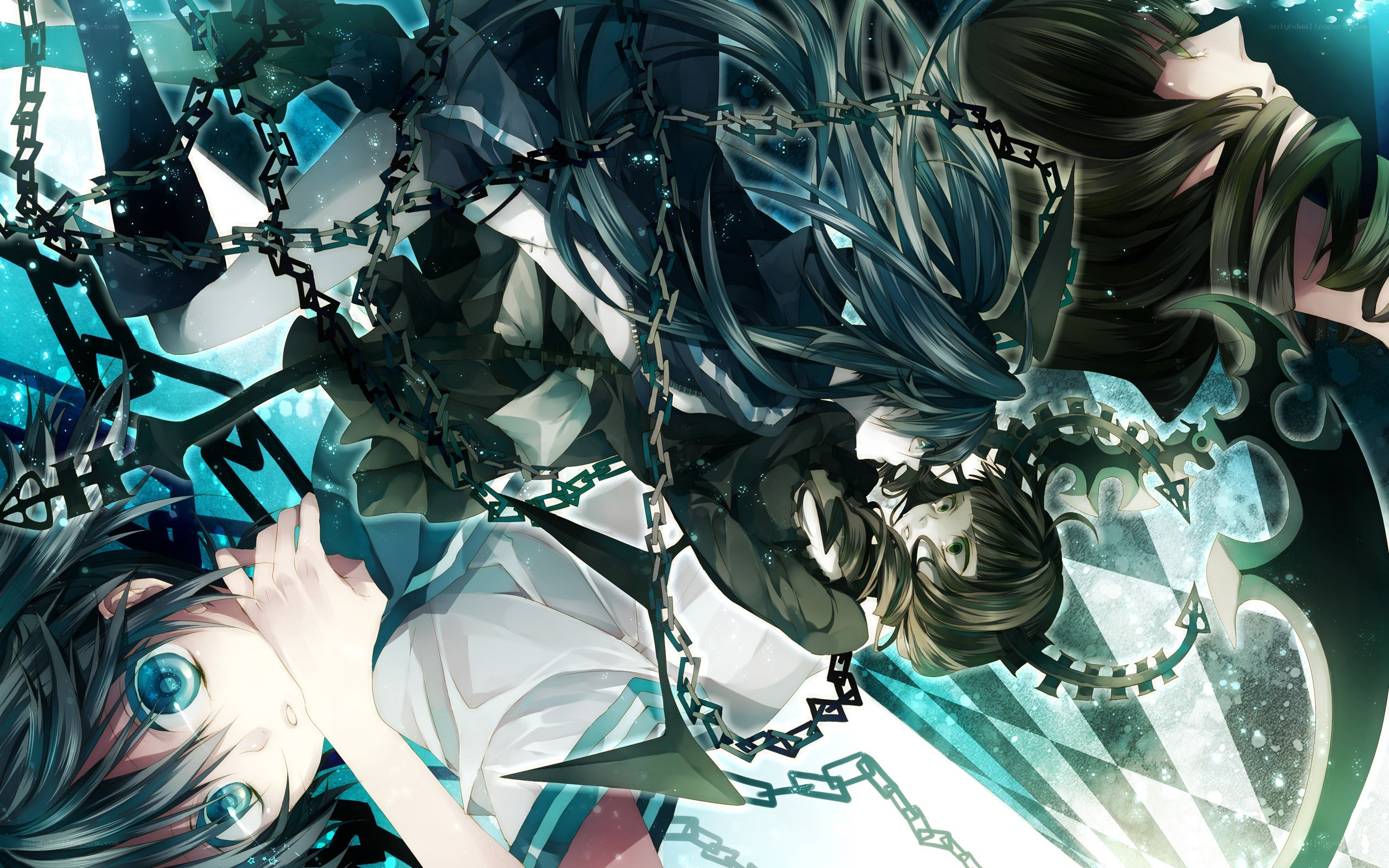 Anime characters entangled in chains